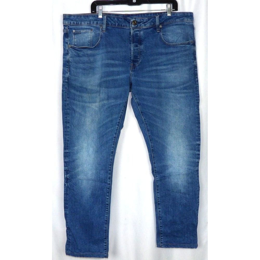 G-STAR RAW Stretch Button Fly 3301 Slim Straight Denim Jeans Men's 40 X 30